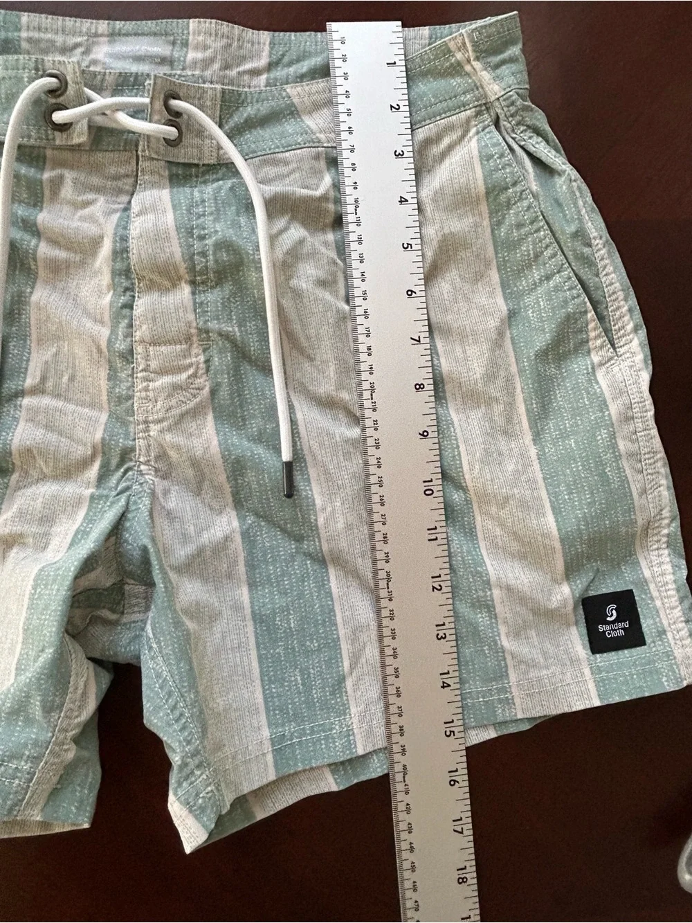 Standard cloth Striped Green and White mens Summer Shorts size L